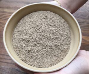 Fine cricket powder packaged for use as a high-protein flour alternative.