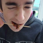 Young man tries edible insects best insects to eat for beginners